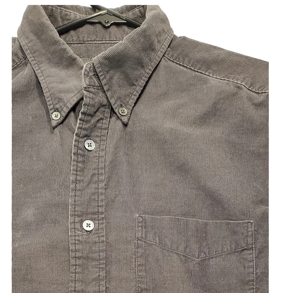 Banana Republic Mens Gray Corduroy Button Down Shirt Size L Corduroy Casual Gray